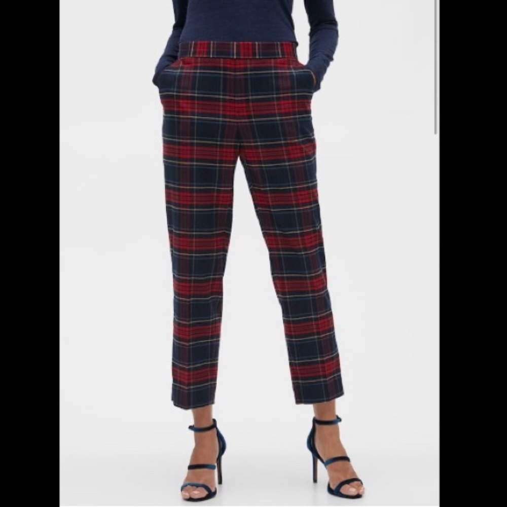 Banana Republic Plaid Ankle Pants - Red and Blue
